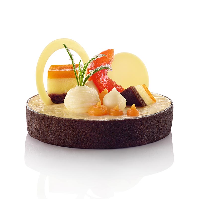 Desserttaartjes - filigraan, rond, Ø 8,3 cm, H 2 cm, chocoladetaartdeeg - 55 h - karton