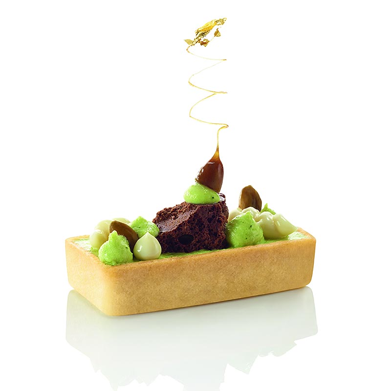 Dessert-Tartelettes - Filigrano, rechteckig, 7,3x3,3cm, H 1,8cm, Mürbeteig - 162 Stück - Karton