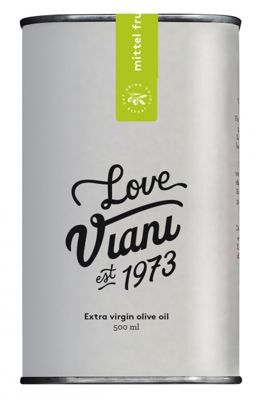 Olio Viani True Love, graue Dose, Natives Olivenöl extra Peranzana, graue Dose, Viani - 500 ml - Dose
