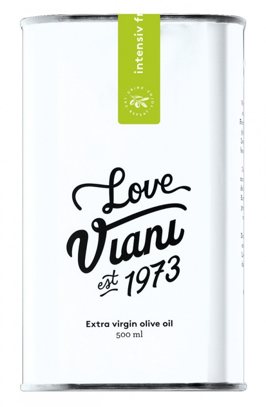 Olio Viani Intense Love, weiße Dose, Natives Olivenöl extra Tonda Iblea, weiße Dose, Viani - 500 ml - Dose Olio Viani Intense Love, weiße Dose, Natives Olivenöl extra Tonda Iblea, weiße Dose, Viani - 500 ml - Dose