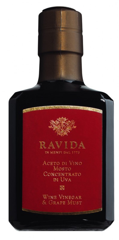 Aceto di Vino Mosto Concentrato di Uva, Weinessig mit Traubenmost, Ravida - 250 ml - Flasche