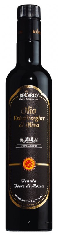 Olio extra vierge Tenuta Torre di Mossa DOP, huile d`olive extra vierge Tenuta Torre di Mossa, De Carlo - 500 ml - Bouteille