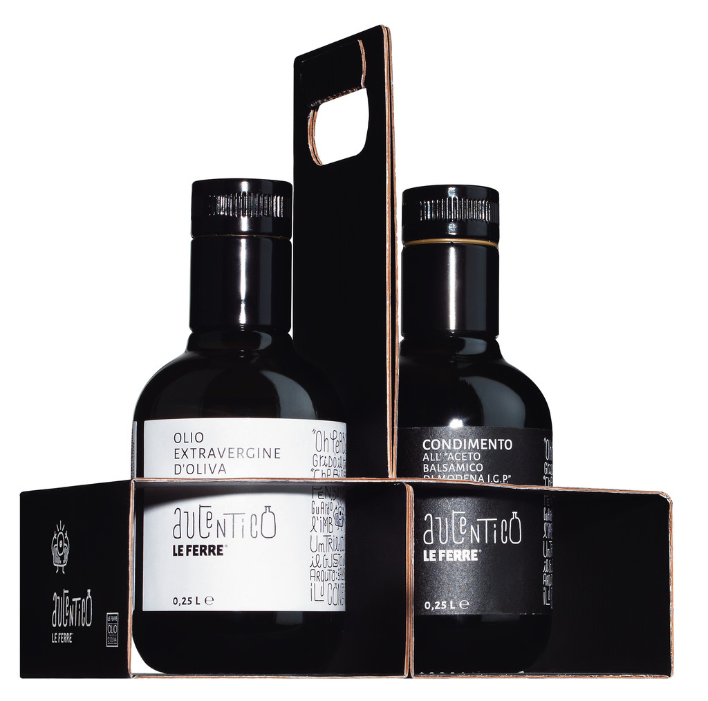 Autentico Duo Olio extra vergine + Condimento, Olivenöl + Dressing mit Balsamessig im Träger, Le Ferre - 6 x 2 x 250 ml - Karton Autentico Duo Olio extra vergine + Condimento, Olivenöl + Dressing mit Balsamessig im Träger, Le Ferre - 6 x 2 x 250 ml - Karton