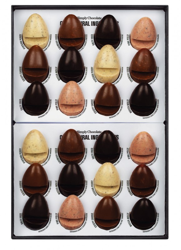 No Bunny, No Cry, 24 aromatisierte Schokoladenstücke, sortiert, Simply Chocolate - 240 g - Packung No Bunny, No Cry, 24 aromatisierte Schokoladenstücke, sortiert, Simply Chocolate - 240 g - Packung