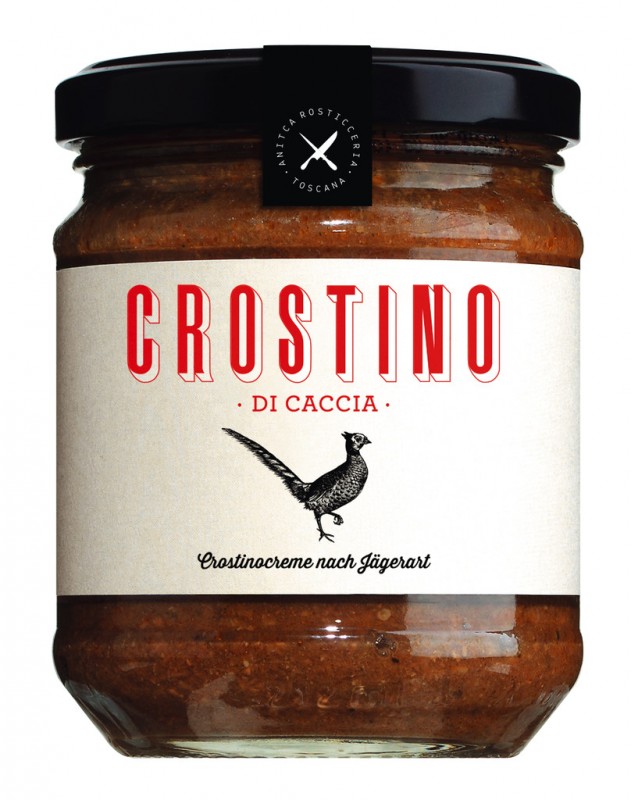 Crostino di caccia, Crostinocreme mit Wild und Fasan, Wildspezialitäten - 180 g - Glas