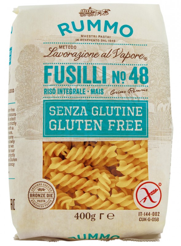 Fusilli, Glutenfrei, Glutenfreie Nudeln, Rummo - 400 g - Packung