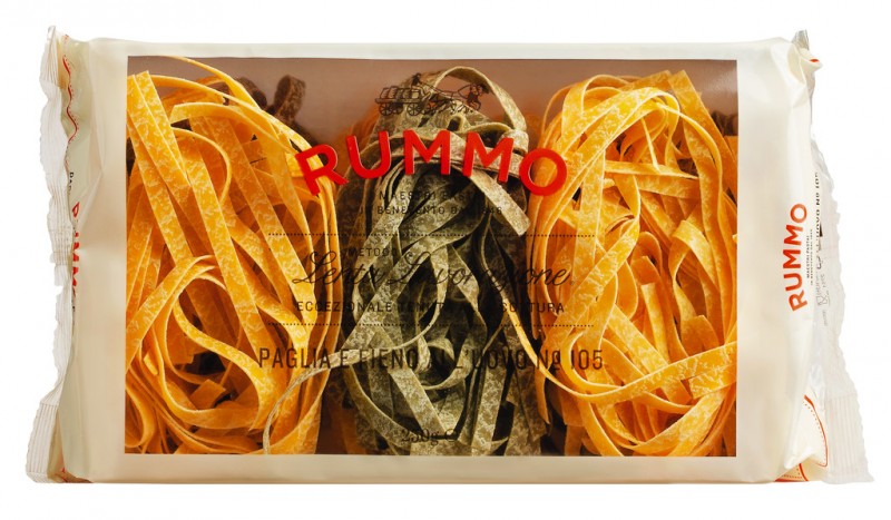 Paglia e fieno all`uovo, egg pasta with spinach, rummo - 250 g - pack