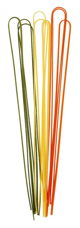 Linguine Tricolore, Bandnudeln aus Hartweizengrieß, 3-farbig, Lorenzo il Magnifico - 250 g - Packung