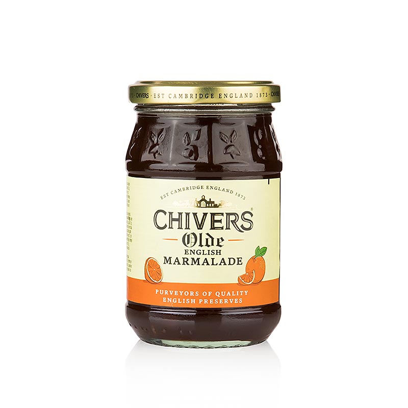 Orange jam - with roughly cut orange peel, dark and tart, Chivers - 340 g - Glass