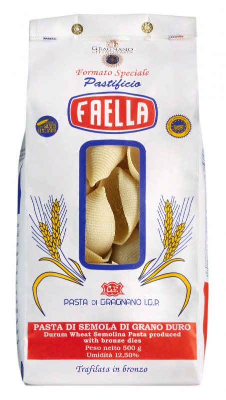 Conchiglioni IGP, pâtes à base de semoule de blé dur, faella - 500 g - pack