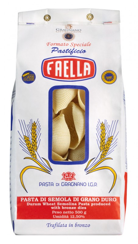 Conchiglioni IGP, pasta lavet af durum hvede semulje, faella - 500 g - pakke