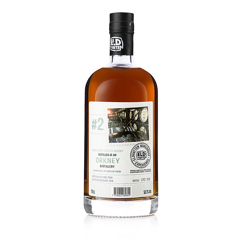 Finish Single Malt Whisky, Eldvatten 2004 Orkney 13 J. PX Sherry, 58,1% vol. - 700 ml - Flasche Finish Single Malt Whisky, Eldvatten 2004 Orkney 13 J. PX Sherry, 58,1% vol. - 700 ml - Flasche