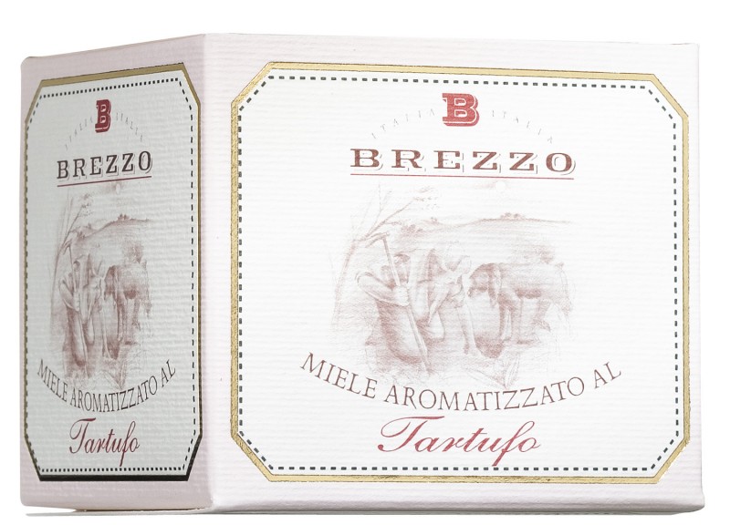 Akazienhonig mit Trüffelaroma, Miele aromatizzato al tartufo, Apicoltura Brezzo - 100 g - Glas