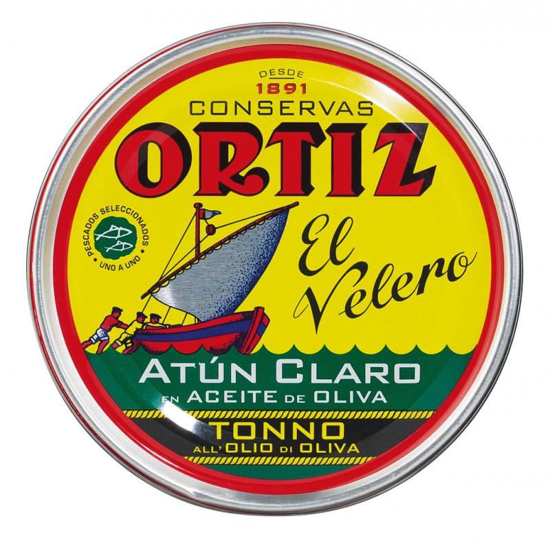 Yellow tuna in olive oil, Gelbflossen-Thunfisch in Olivenöl, Dose, Ortiz - 250 g - Dose