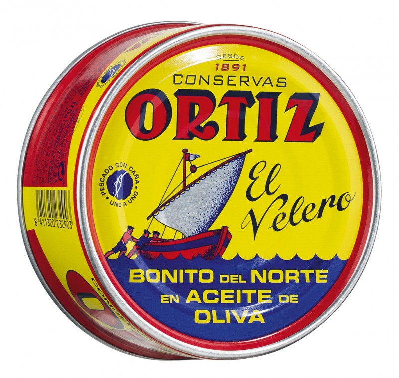 Bonito del Norte - thon blanc, thon à nageoires blanches dans l`huile d`olive, conserve, Ortiz - 250 g - Pouvez