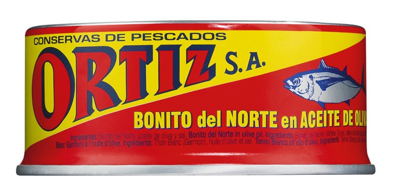 Bonito del Norte - witte tonijn, witte vintonijn in olijfolie, blik, Ortiz - 250 g - Kan