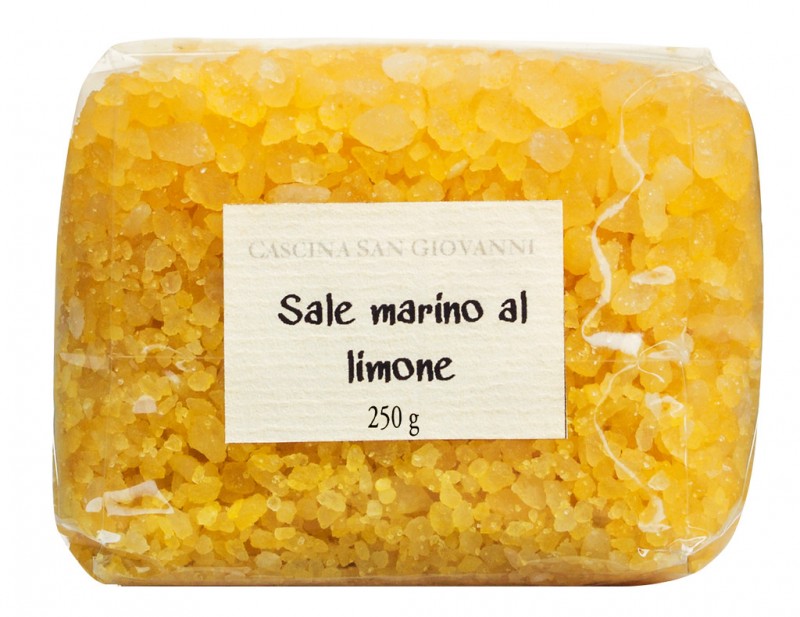 Verkoop marino al limone, zeezout met citroen, Cascina San Giovanni - 250 g - zak