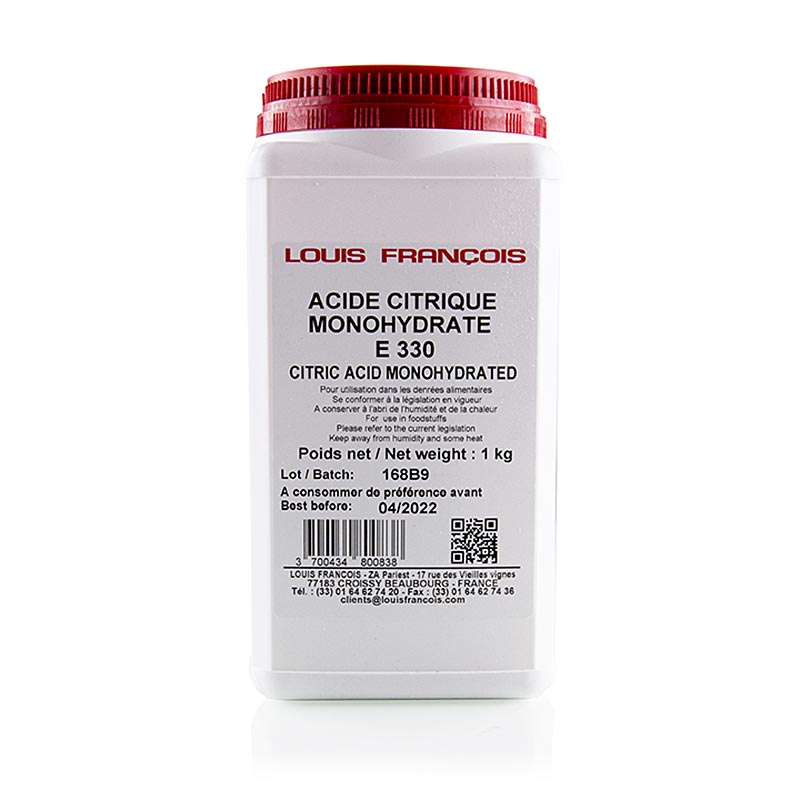 Acidifier Citronsyre (Acid Citrique), pulver (E330), Louis Francois - 1 kg - taske