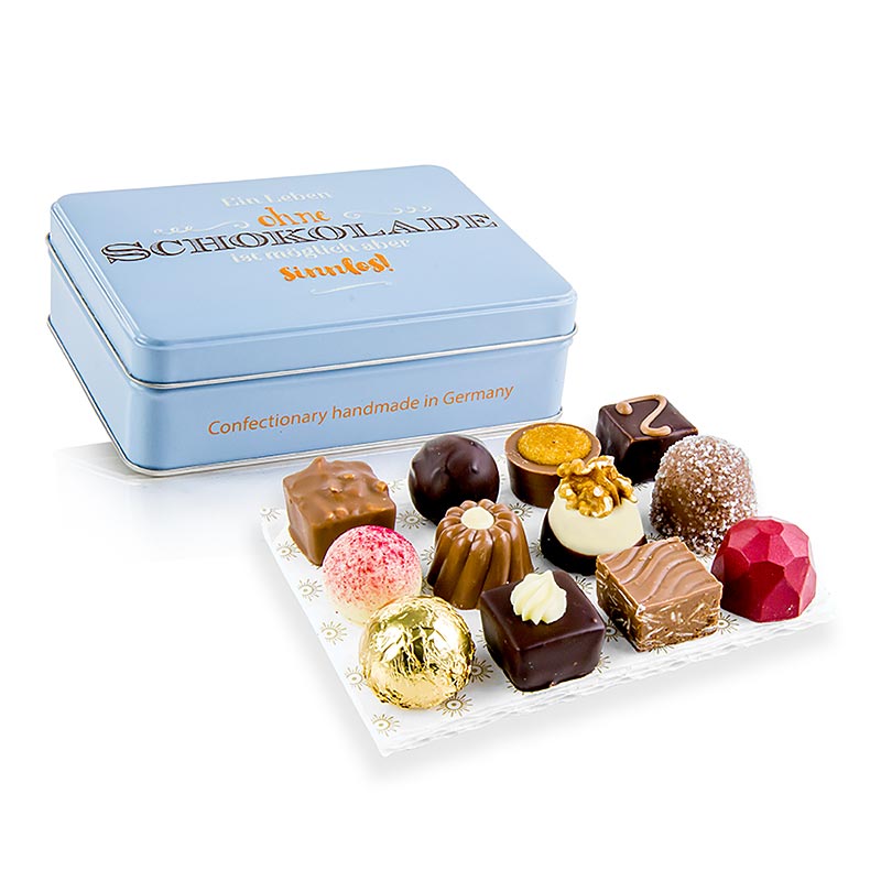 Pralinen & Trüffel Mischung- Ein Leben ohne Schokolade... Präsentdose, Rabbel - 150 g - Dose Pralinen & Trüffel Mischung- Ein Leben ohne Schokolade... Präsentdose, Rabbel - 150 g - Dose
