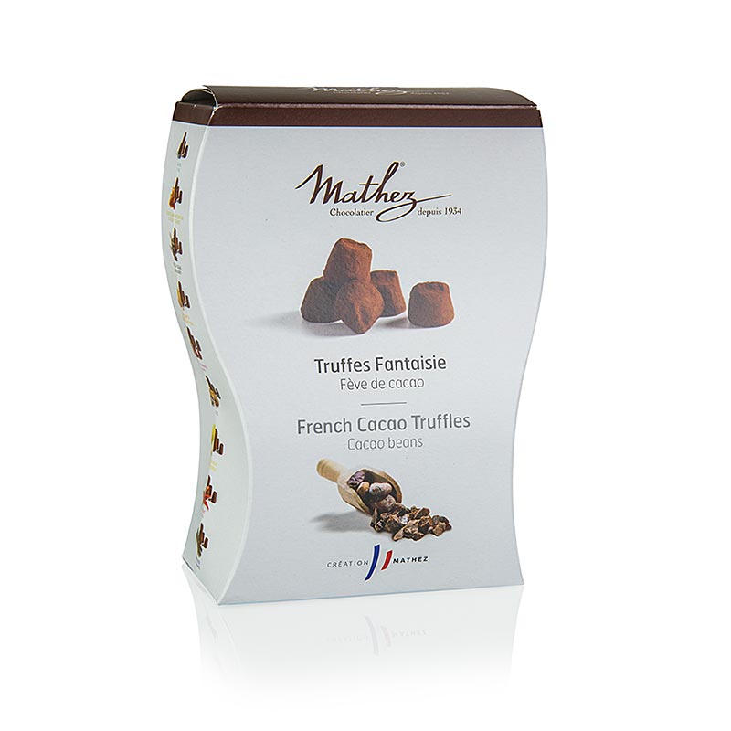 Trüffelkonfekt - Pralinen, Mathez, mit Kakaobohnensplittern - 250 g - Schachtel