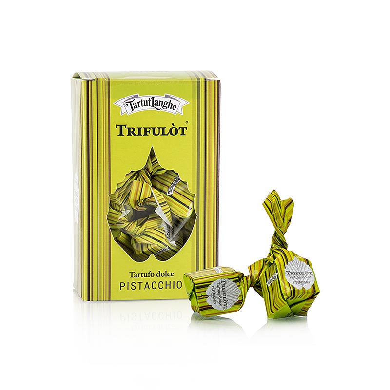 Mini truffle pralines trifulot, pistachio from Tartuflanghe, 105 g, box