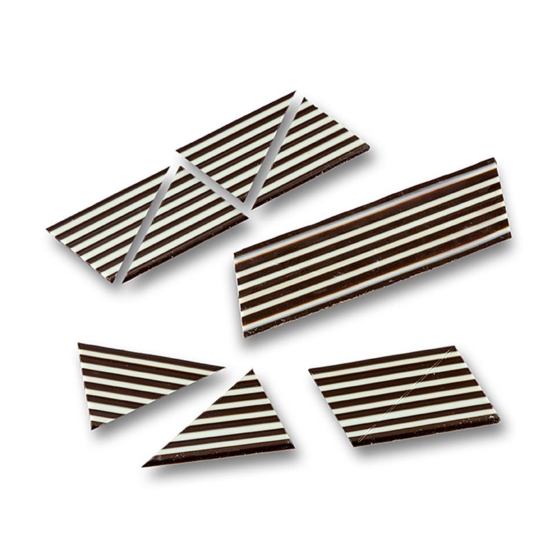 Decoratieve sticker Domino Triangle wit / pure chocolade gestreept - 585 g, 314 st - karton