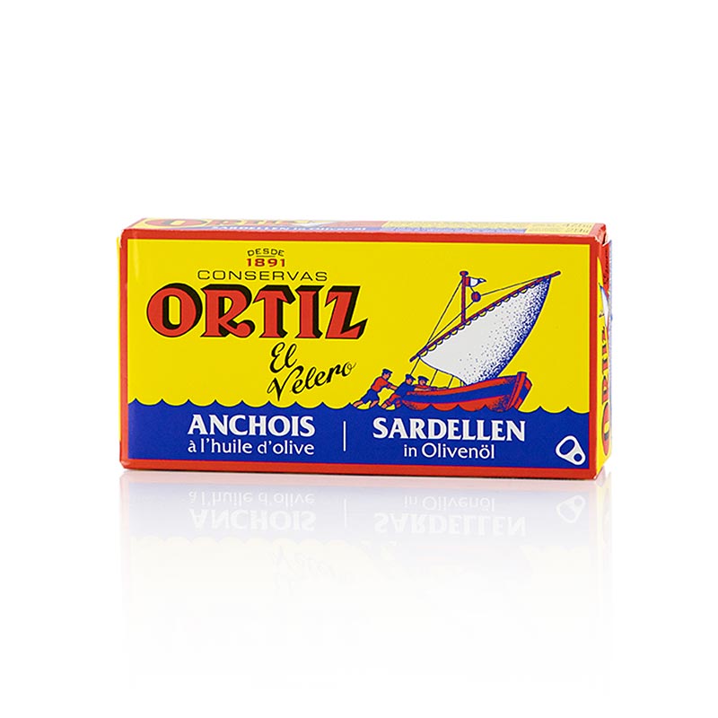 Sardellenfilets (Anchovis), in Olivenöl, Ortiz - 47,5 g - Dose