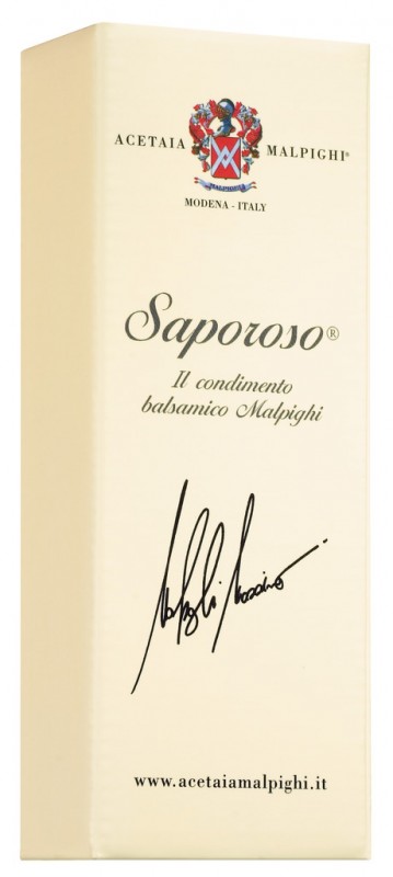 Saporoso Condimento all`aceto balsam. Di Modena IGP, balsamico-azijndressing, geschenkdoos, Malpighi - 100 ml - fles