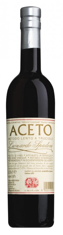 Aceto Leonardo Spadoni, vinaigre de vin, Molino Spadoni - 500 ml - bouteille