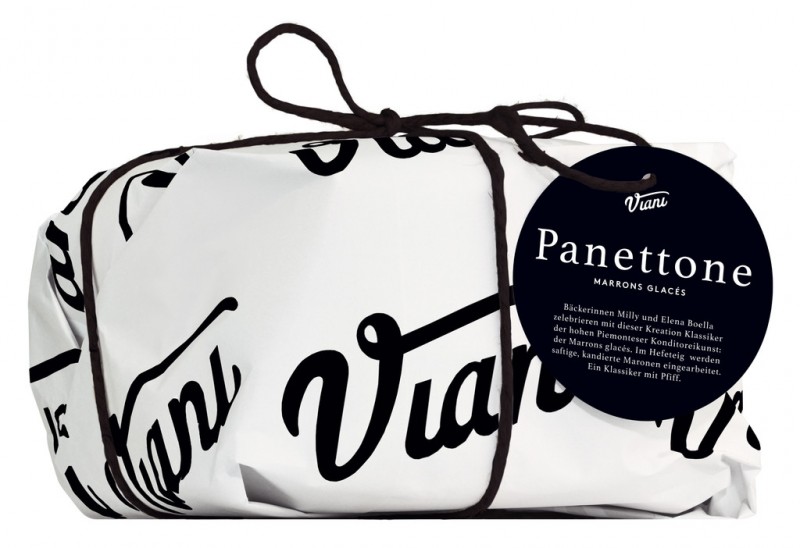Panettone al Marrons Glaces 750, Hefekuchen mit kandierten Maronen, Viani - 750 g - Stück Panettone al Marrons Glaces 750, Hefekuchen mit kandierten Maronen, Viani - 750 g - Stück