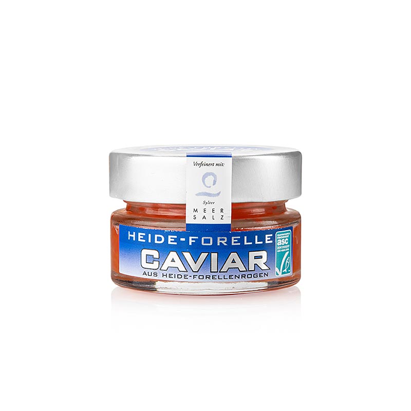 Heide trout caviar, with Sylt sea salt, orange-red, ASC - 50 g - Glass