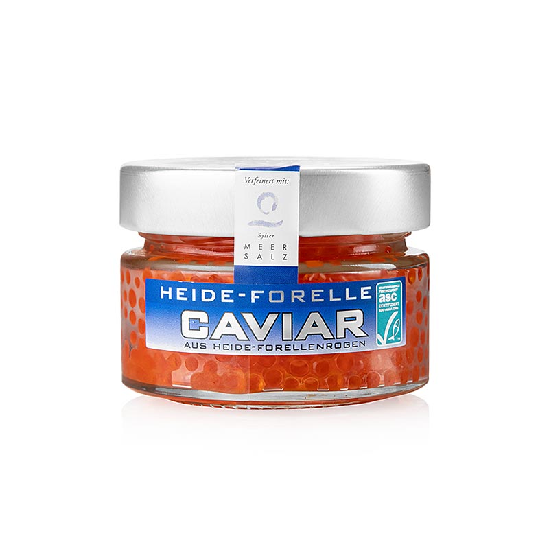 Heide trout caviar, with Sylt sea salt, orange-red, ASC - 100 g - Glass