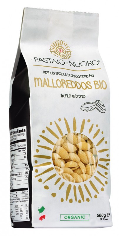 Malloreddos organic, durum wheat semolina noodles, artin pasta - 500 g - bag