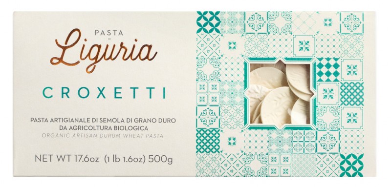 Croxetti, biologisch, pasta gemaakt van durumtarwegriesmeel, biologisch, pasta di Liguria - 500 g - pak