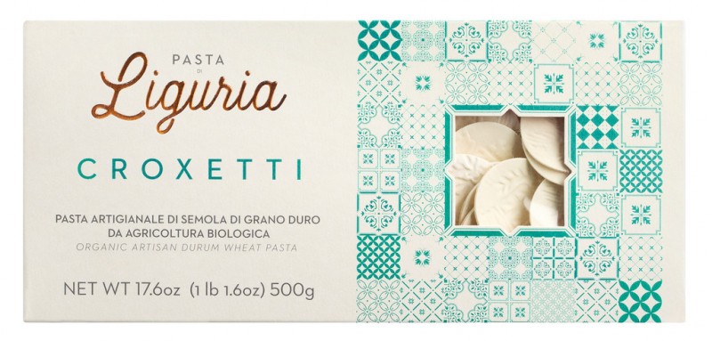 Croxetti, organisk, pasta lavet af hård hvede, semula, økologisk, pasta di Liguria - 500 g - pakke