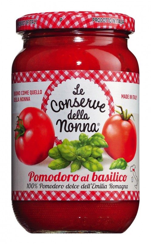 Pomodoro al basilico, tomato sauce with basil, Le Conserve della Nonna - 350g - Glass