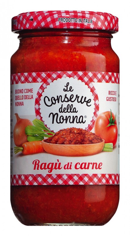 Ragu di carne, Tomatensauce mit Fleischragout, Le Conserve della Nonna - 190 g - Glas Ragu di carne, Tomatensauce mit Fleischragout, Le Conserve della Nonna - 190 g - Glas