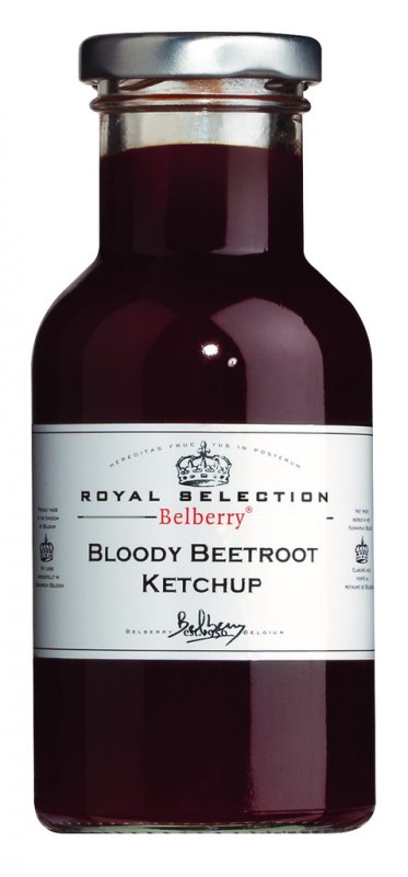 Blodige rødbetsketchup, rødbederketchup, Belberry - 250 ml - flaske