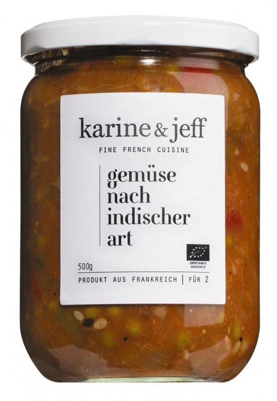 Legumes a l`Indienne, Bio, Gemüse nach indischer Art, Karine & Jeff - 520 g - Glas Legumes a l`Indienne, Bio, Gemüse nach indischer Art, Karine & Jeff - 520 g - Glas