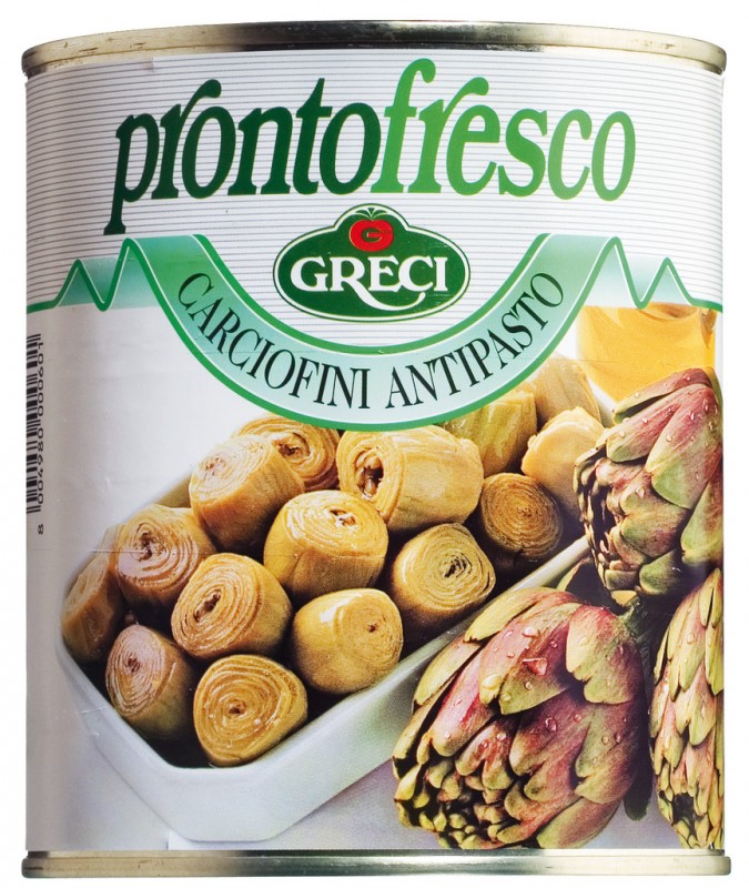 Carciofini antipasto, Artischocken in Olivenöl, Greci, Prontofresco - 780 g - Dose