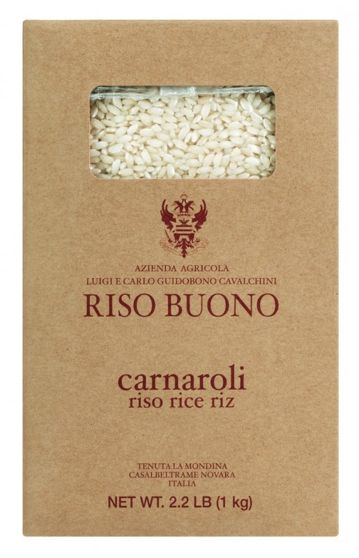 Riso Carnaroli, i astuccio, risottoris Carnaroli, Riso Buono - 1.000 g - pakke