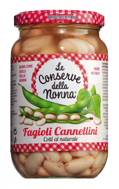 Fagioli Cannellini, cannellini beans in brine, Le Conserve della Nonna - 360 g - Glass