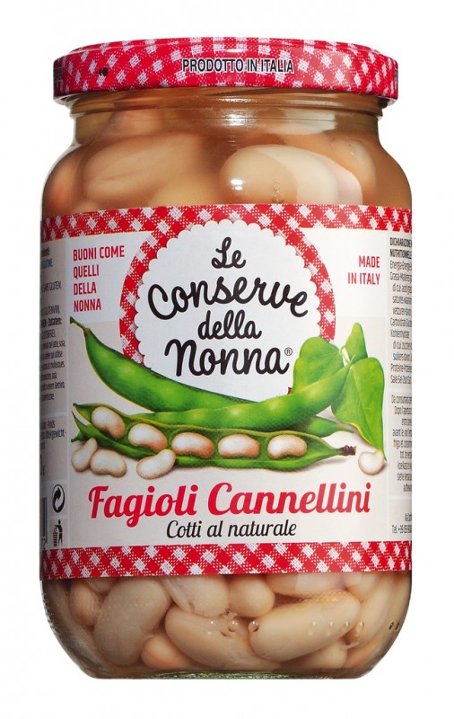 Fagioli Cannellini, cannellini-bønner i saltlage, Le Conserve della Nonna - 360 g - glas