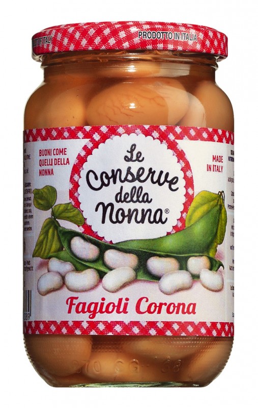 Fagioli Corona, Corona-bønner i saltlage, Le Conserve della Nonna - 360 g - glas