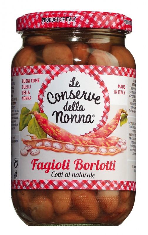 Fagioli Borlotti, kwartelbonen gepekeld, Le Conserve della Nonna - 360 g - Glas