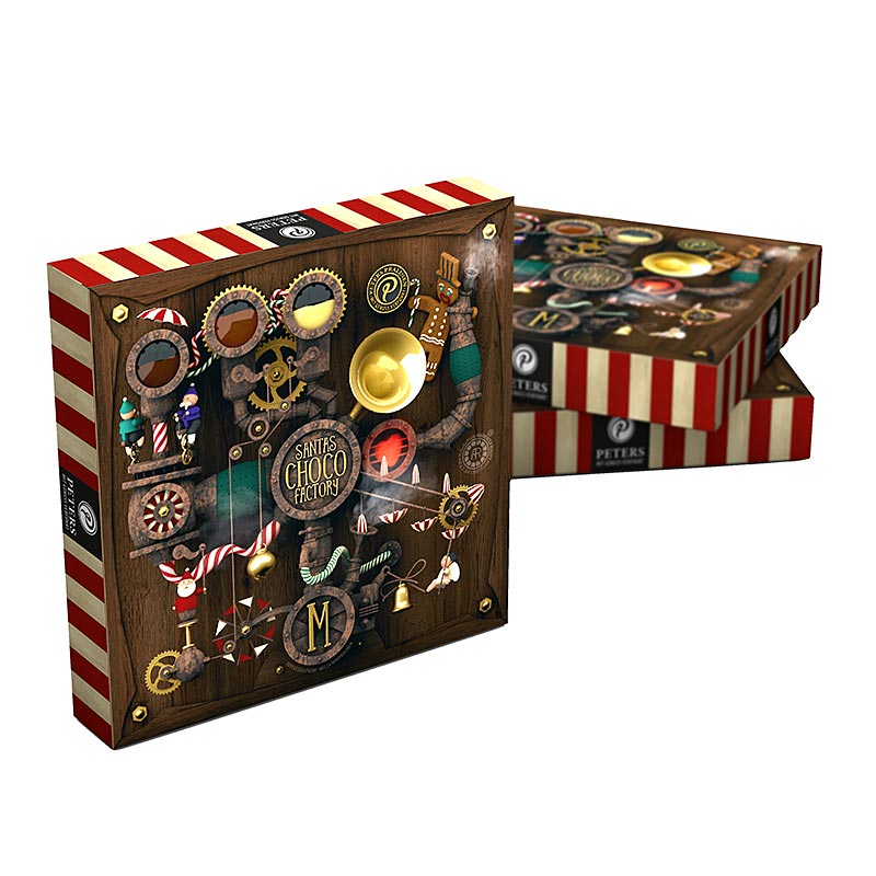 Advent calendar Santas Choco Factory, mini pralines, alcohol-free, Peters - 135 g - carton Advent calendar Santas Choco Factory, mini pralines, alcohol-free, Peters - 135 g - carton