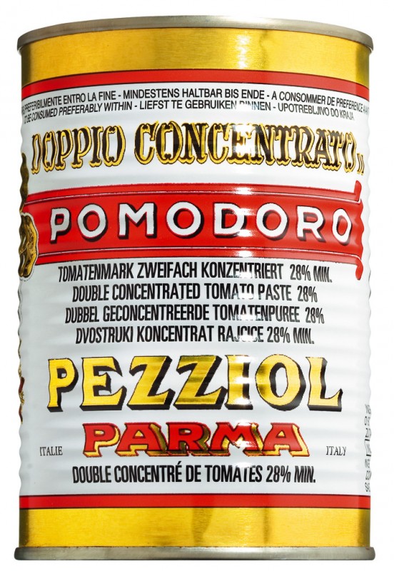 Doppio concentrato di pomodoro, latta bianca, Tomatenmark, weiße Dose, Pezziol - 400 g - Dose Doppio concentrato di pomodoro, latta bianca, Tomatenmark, weiße Dose, Pezziol - 400 g - Dose