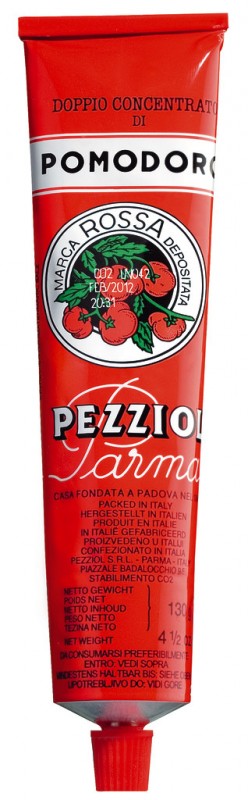 Tomatenmark, rote Tube, Doppio concentrato di pomodoro, tubo rosso, Pezziol - 130 g - Tube