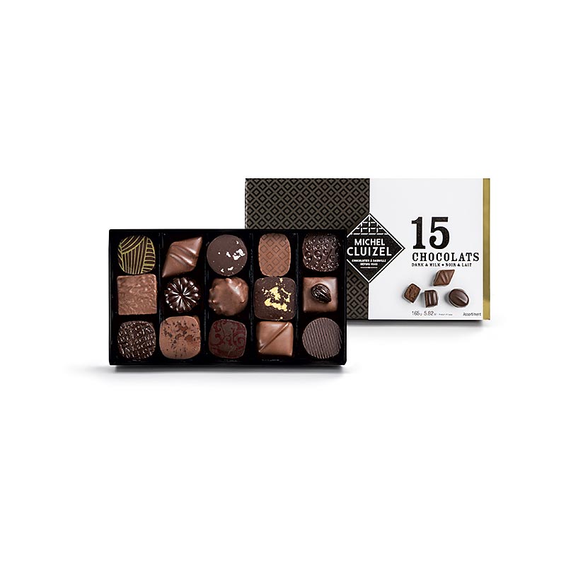 Coffret N.15-15 verschillende pralines, Michel Cluizel (13015) - 165 g, 15 stuks - doos