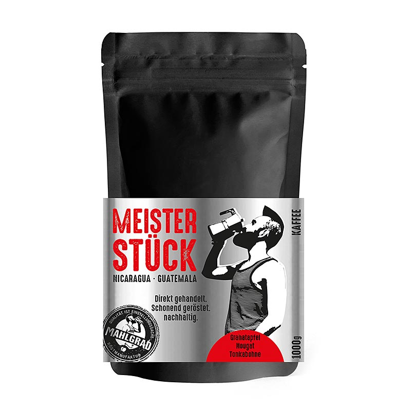 Mahlgrad - Meisterstück, 100% Arabica Kaffee, ganze Bohnen - 1 kg - Beutel Mahlgrad - Meisterstück, 100% Arabica Kaffee, ganze Bohnen - 1 kg - Beutel